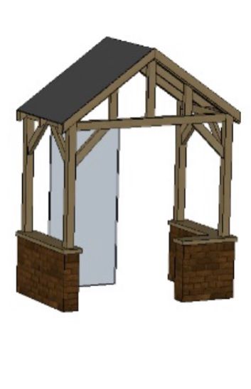 Offset Porch with Extended Wall